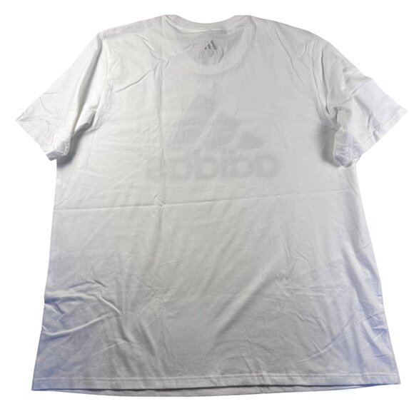 Adidas Mens White Logo Graphic T-Shirt 2XL Cotton Short Sleeve Crew Neck - Picture 6 of 7